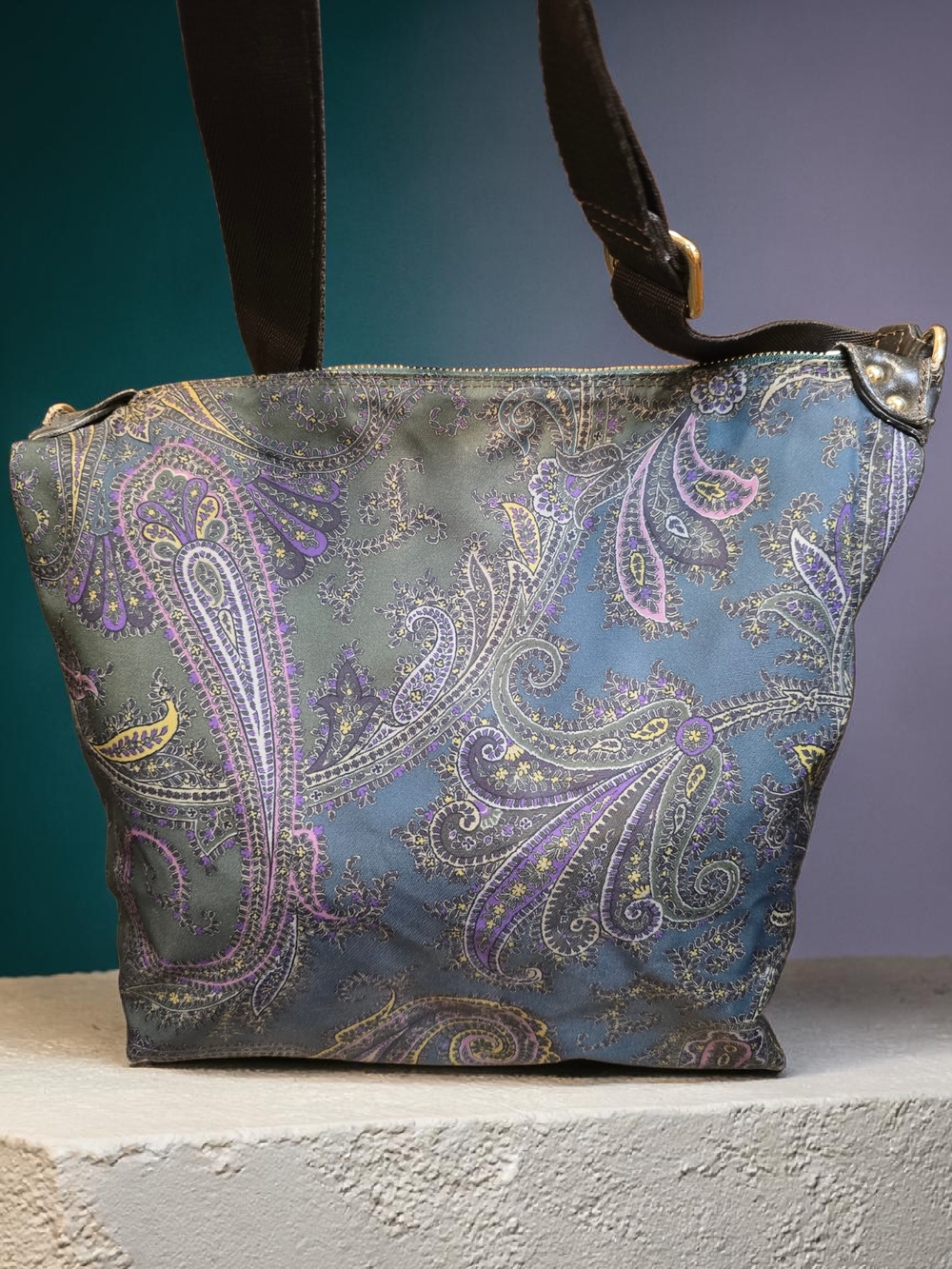 Etro Paisley Shoulder Bag in Blue and Purple